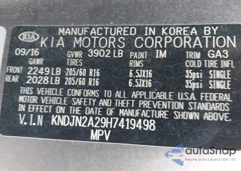 2017 Kia Soul z USA, uszkodzony, nr VIN KNDJN2A29H7419498